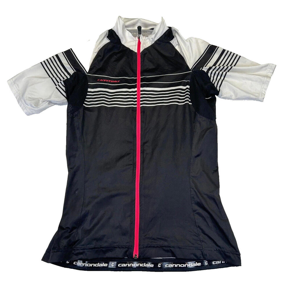 EUC Women's Cannondale Cycling Jersey Black Full Zip Medium